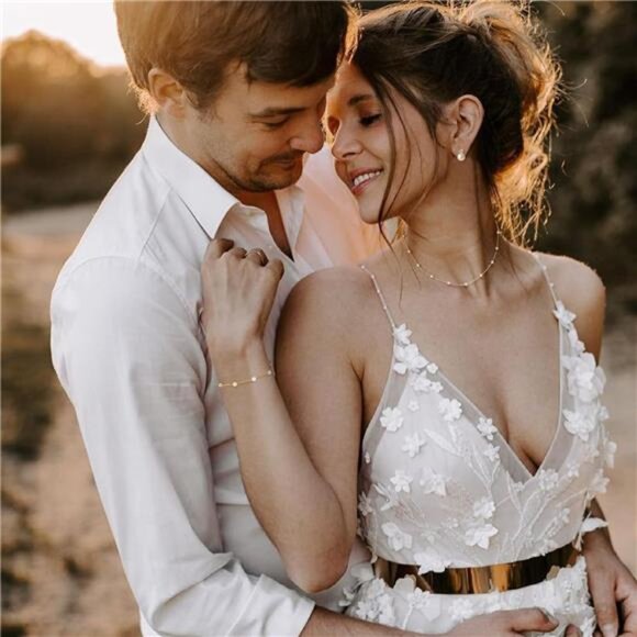 Gold Pearl Ncklace earrings bracelet set for women bridal wedding jewelry - Picture 5 of 7